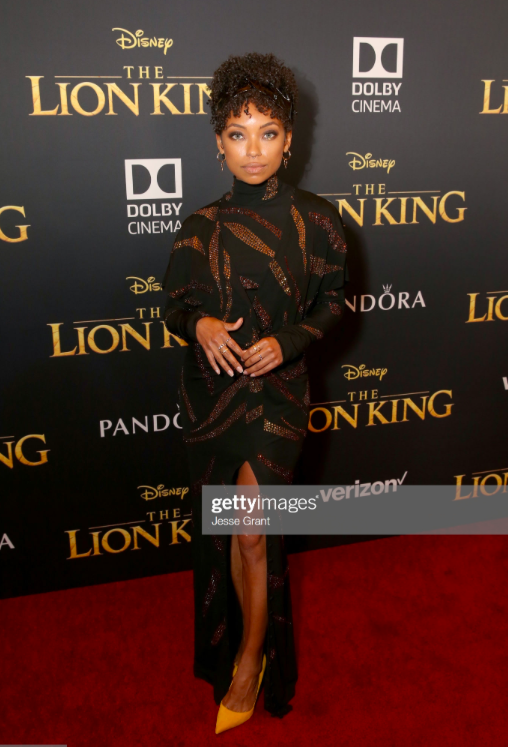 Logan Browning attends the World Premiere of Disney's THE LION KING at the Dolby Theatre on July 09, 2019 in Hollywood, California. (Photo by Jesse Grant:Getty Images for Disney)